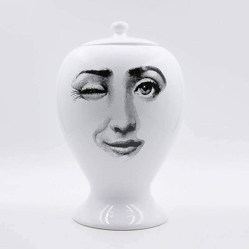 

Europe white Ceramic vase Creative 6 Pattern Expression vases Flower Pot Sealing Vase Storage tank home Decoration Christmas