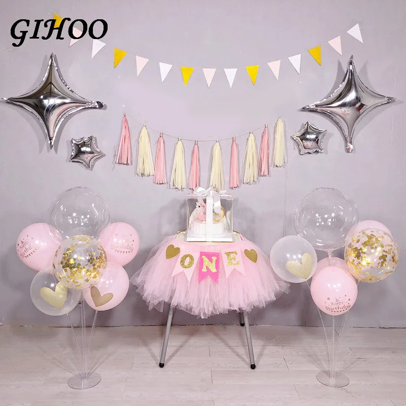 GIHOO 1 м пачка Тюлевая оборка для стола Baby Shower украшения для стульев домашний вечерние текстиль вечеринок розовый синий событие вечерние