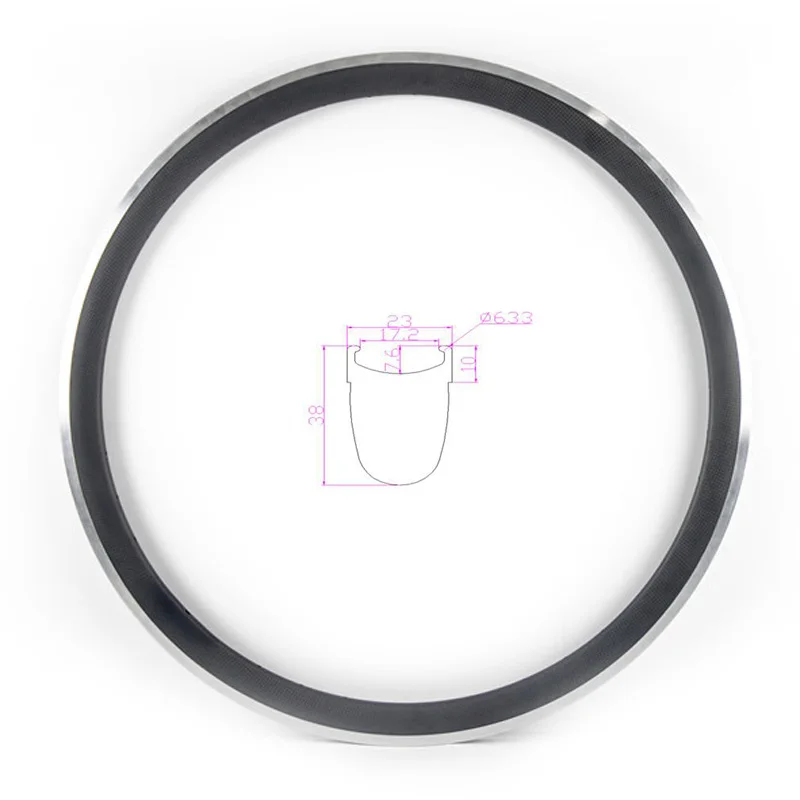

Aluminum Alloy track V brake 700c 38mm clincher U shape 23mm wide carbon road rim UD 3K matte glossy 18 20 21 holes road bicycle