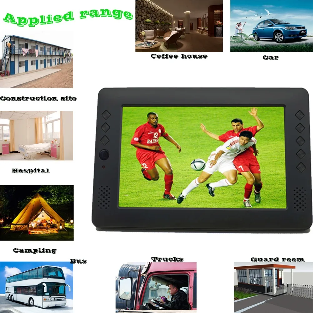 

factory price!ATSC or 9 inch rechargeable battery H.265 USB HD out multi-language OEM mini digital portable tv!