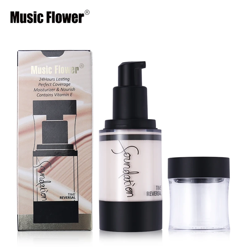 

Music Flower Liquid Foundation Moisturizer Nourish Skin Primer 24H Lasting Perfect Coverage Concealer Cream Make Up Nude Natural