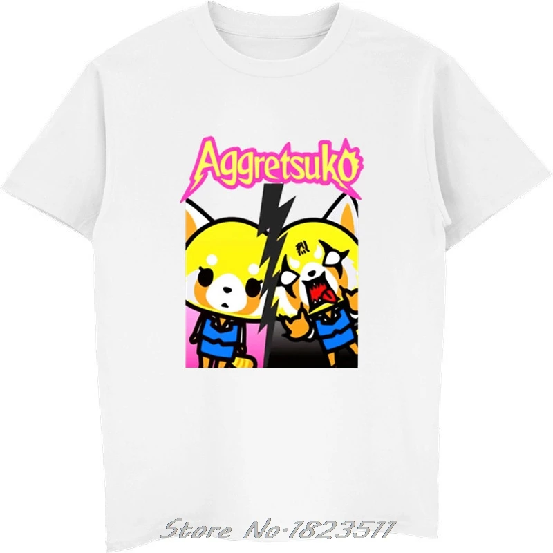 Летняя новая забавная футболка Aggretsuko Мужская модная футболка с рисунком Красной панды Retsuko Camisetas Hombre - Цвет: white new