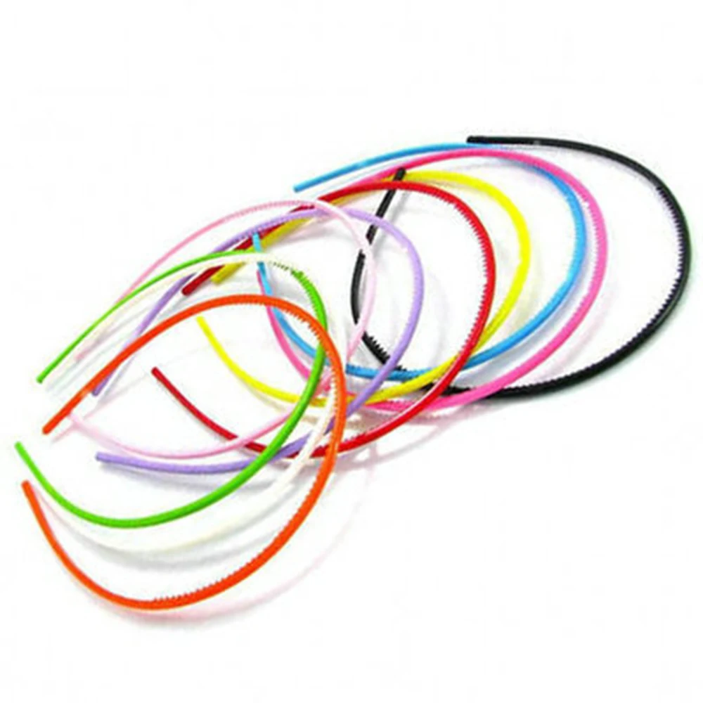 

10 Pieces Solid Candy Color Accessoy Plastic Tooth Turban Hairbands Wholesale Korean Version Head Hoop Child Girl Black White