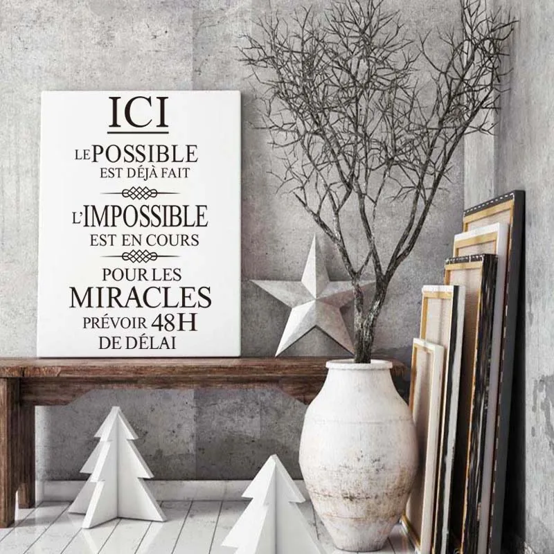 

French Citation l'impossible Est en Cours Removable Vinyl Wall Sticker mural Art Wallpaper for Living Room Home Decor Decoration