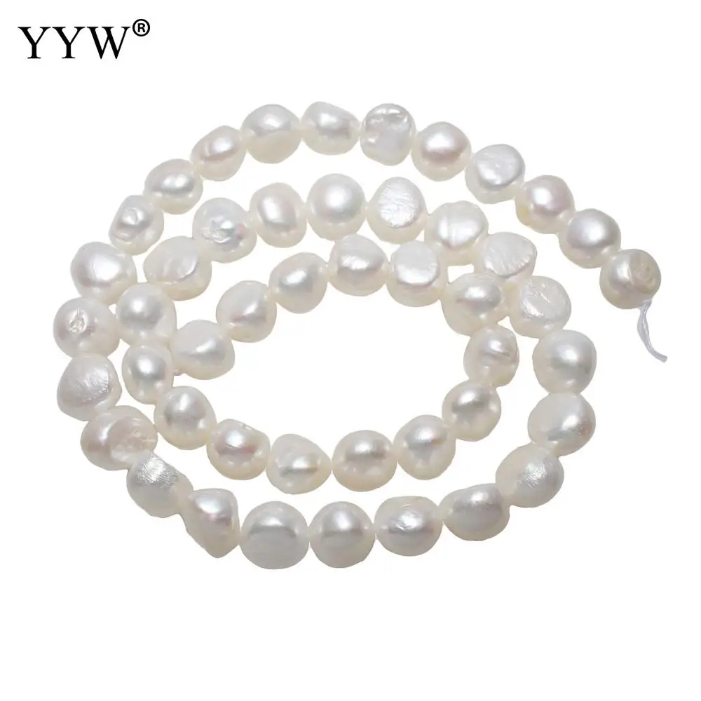 Coin Pearl Cultured Freshwater Pearl Beads, White Pearl Beads for