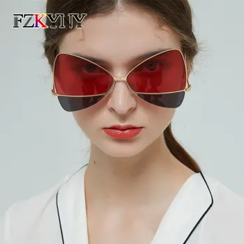 

FZKYNY Lady Retro Delicate Butterfly Sunglasses Luxury Brand Designer Super Star Style Sun Glasses Women Two-tone Lens Goggles