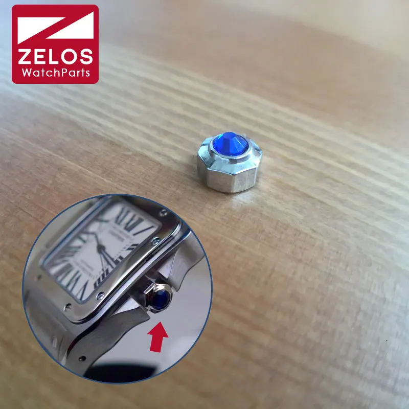 

7.5mm steel waterproof Sapphire Crystal watch crown for catier Santos tank watch aftermarket replacement parts tools
