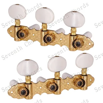 

A Set of 3R3L Gold String Tuners Tuning Peg White Button Machine Heads for Classical Guitar accessories parts