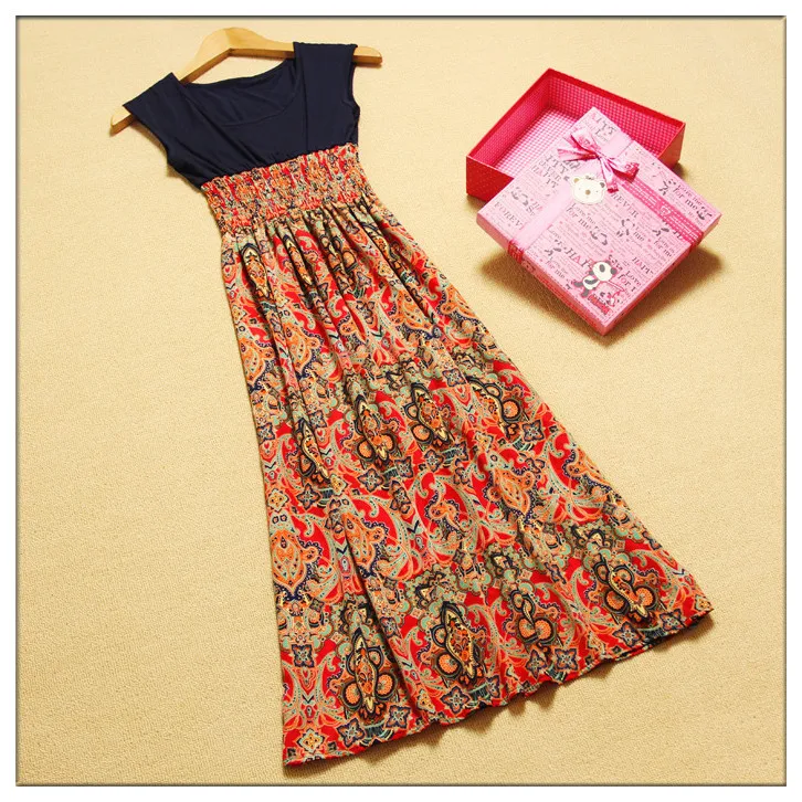 

free shipping One-piece dress summer bohemia slim chiffon tank dress female full dress fashion G223
