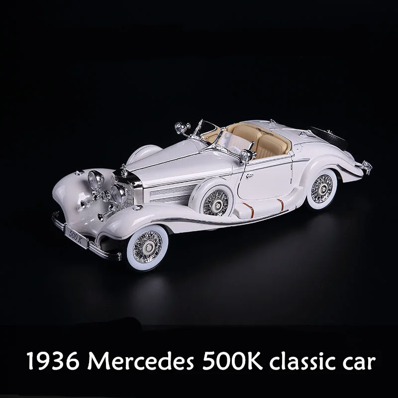 Maisto 1:18 1936 Mercedes 500K TYP сплав Ретро модель автомобиля классическая модель автомобиля украшение автомобиля коллекция подарок - Цвет: 1936Mercedes500K