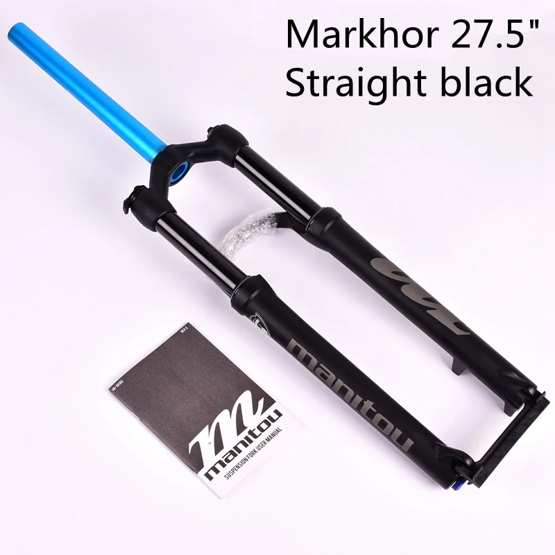 Bike Fork Manitou MARKHOR 26 27.5inchs 29er Mountain MTB Bicycle Fork air Front Fork suspension Manual control remote lock - Цвет: 27.5 Straight black