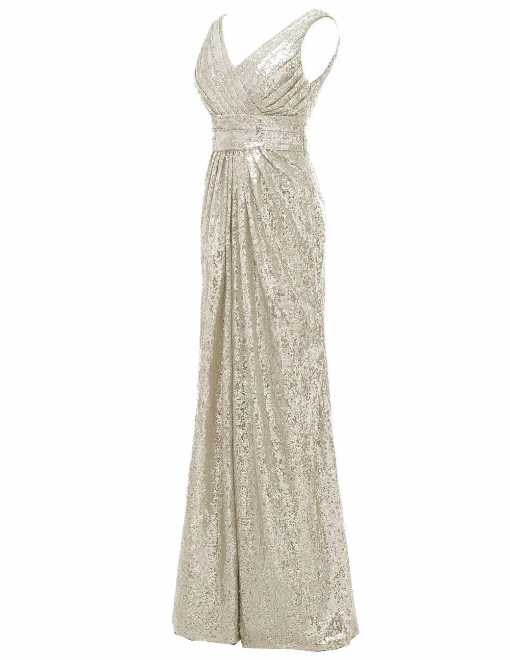 Solovedress вечернее платье без рукавов, цвета шампанского, трапециевидной формы, с блестками и v-образным вырезом настоящая фотография модное платье vestido de dama de honra SLE30036