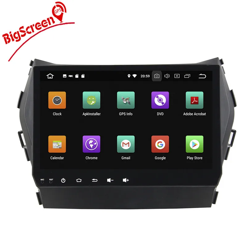 Sale Bigscreen Android 8.0 car DVD octa Core 4GB RAM 32GB rom multimedia player for hyundai IX45 santa fe 2014+ gps stereo head units 5