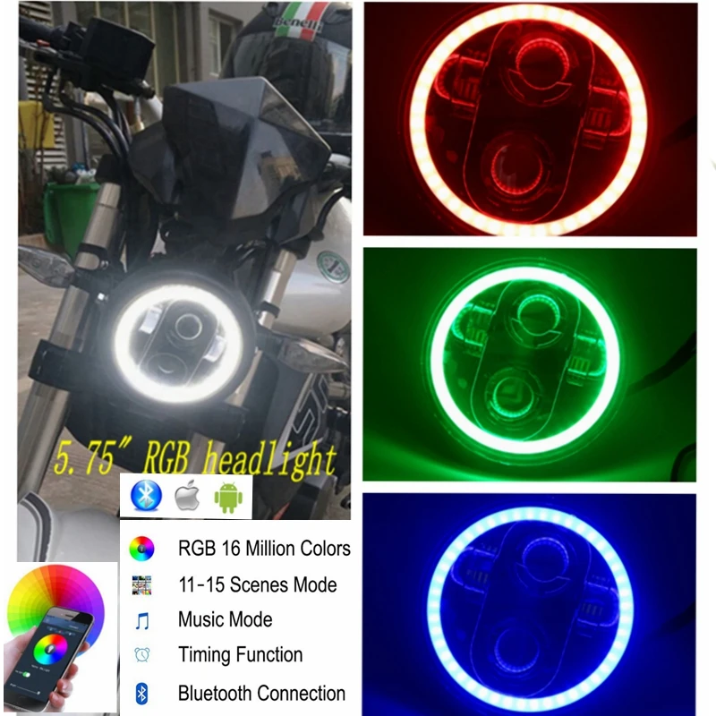 

For Harley Led Headlight 5 3/4" harley RGB led motorcycle headlight h4 led 5.75 inch harley sportster 883