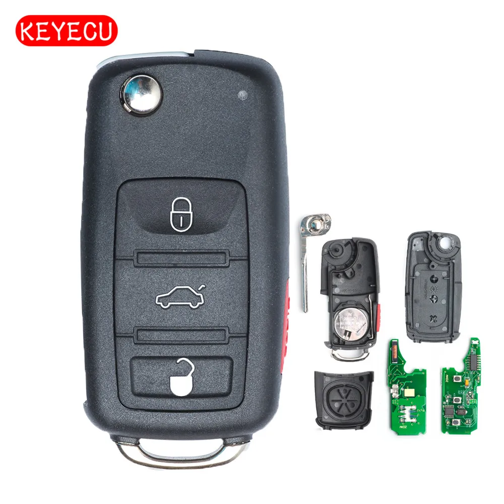 Keyecu Keyless Go Функция замена флип удаленной машине брелок 3 Кнопка 315 мГц ID46 для VW-Volkswagen Touareg 2002-2010