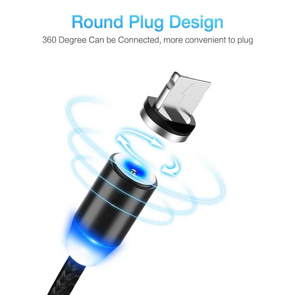 Кабель для быстрой зарядки iPhone Samsung 2A Магнитный зарядный кабель Micro USB Type C