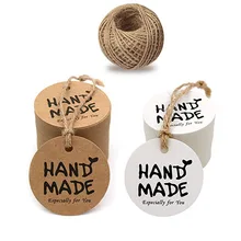 Бумажный ярлык по индивидуальному заказу 100 шт коричневые/белые круглые жетоны ручной работы свадебные декоративные ярлыки упаковка подвесной бумажный бирки канцелярские бирки