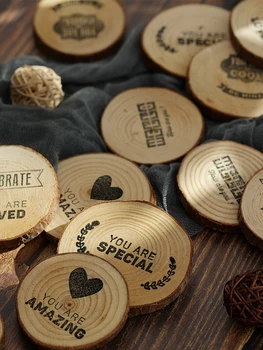 

Diameter 4~7cm Wooden Annual Ring Heart-shaped Leaf Hello Loved Cool Special Carving Art Drawing Photography Accessories Props