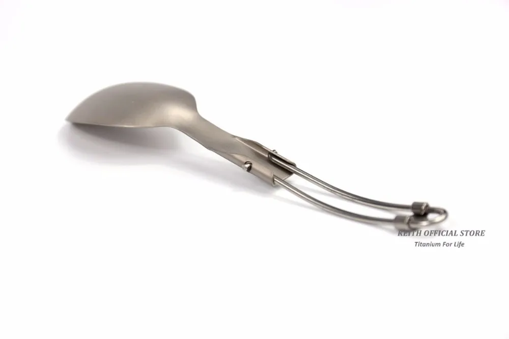 Keith titanio plegable cuchara Camping viaje mesa de Picnic senderismo mango largo conveniente de titanio puro cuchara 22G Ti5315
