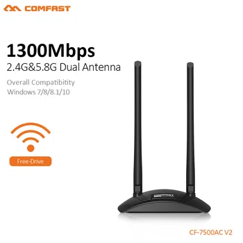 

Comfast 1300Mbps Gigabit USB3.0 Wireless Network Wifi Card 2*2 dual Band 6dbi Antennas High Power Wifi Adapte CF-7500AC V2
