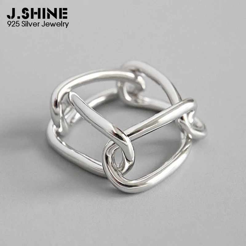 

JShine Simple Style Chain Wide Rings For Women Ladies 100% 925 Sterling Silver Fashion Custume Jewelry Rings Fine Jewelry