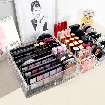 

High grade Clear Acrylic Makeup Organizer Cosmetic Decoration Makeup Powder Box Desktop Women Lipstick Makeup Brushes Organizer