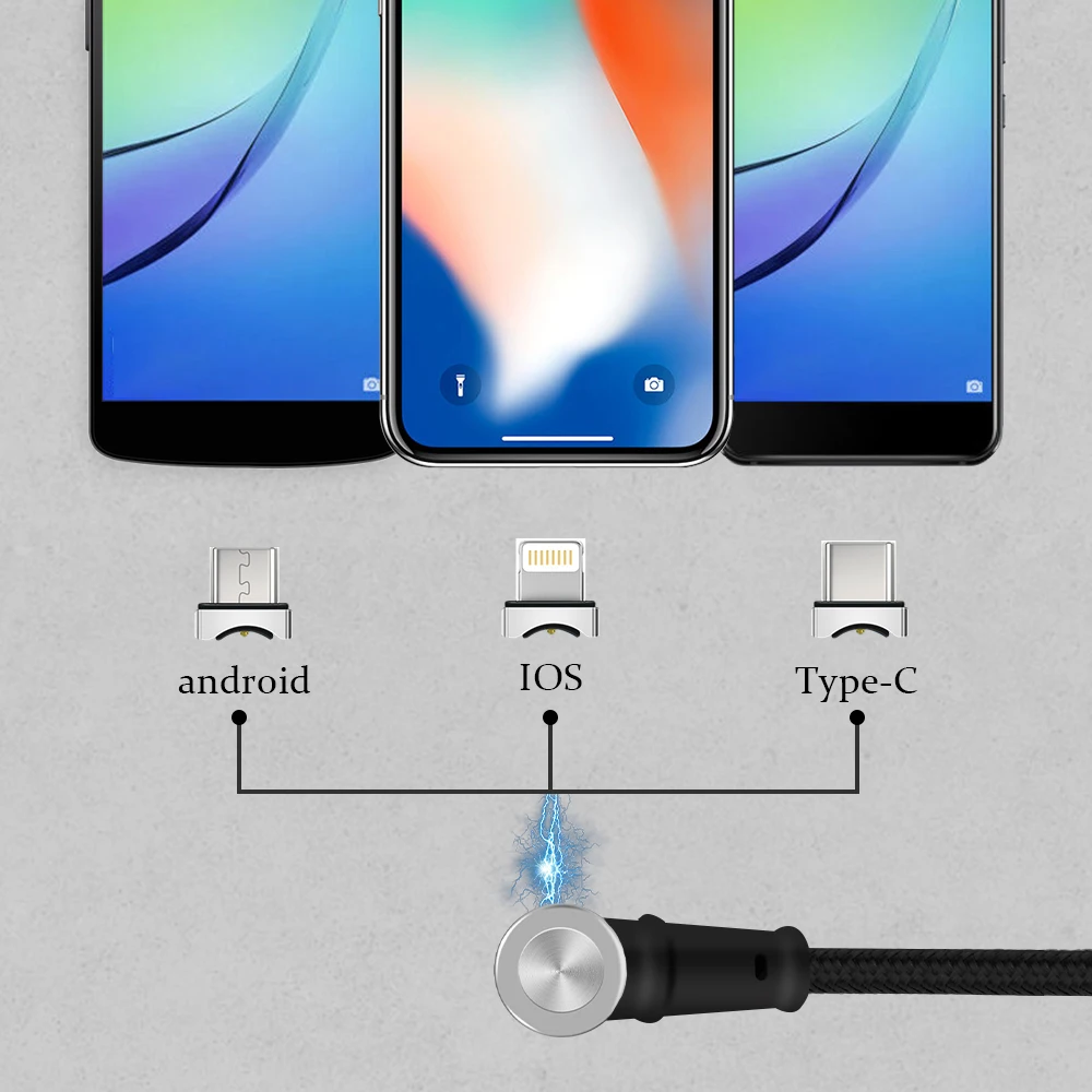 Магнитный зарядный кабель Micro usb type C кабель для освещения 2A Быстрая зарядка USBC/type-C провод для iPhone samsung кабель