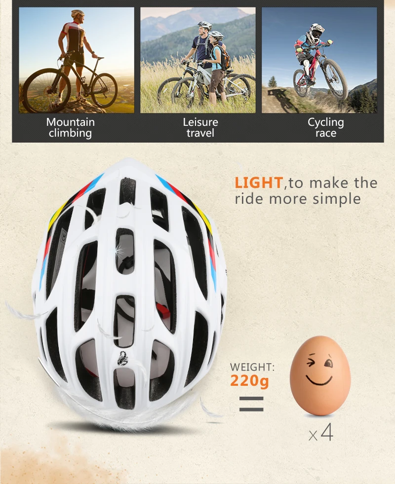 Ultralight helmet Intergrally-molded Women Men Cycling Helmet Bicycle Helmet MTB Bike Outdoor Sports Mountain Road MTB Bicycle Casco Ciclismo Capacete With LED Warning Lights (3)