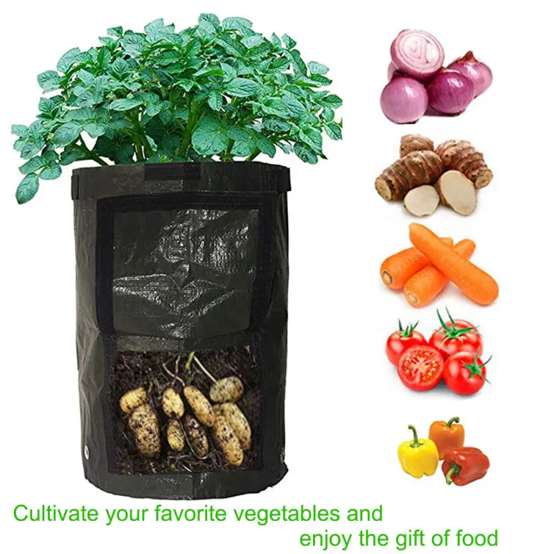 

3PCS/Set 10 Gallon Plant Grow Bag Vegetable Potato Grow Planter PE Nursery Bag w/ Handle Seedling Plant Pots for Home Garden