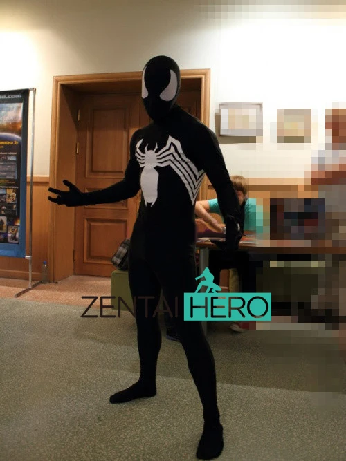 Бесплатная доставка черный костюм Человека паука Venom Symbiote Zentai Spidey для косплея на
