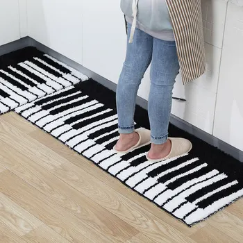 

Bathroom floor mats bathroom door mats modern household simple wind black and white piano pattern non-slip absorbent kitchen mat