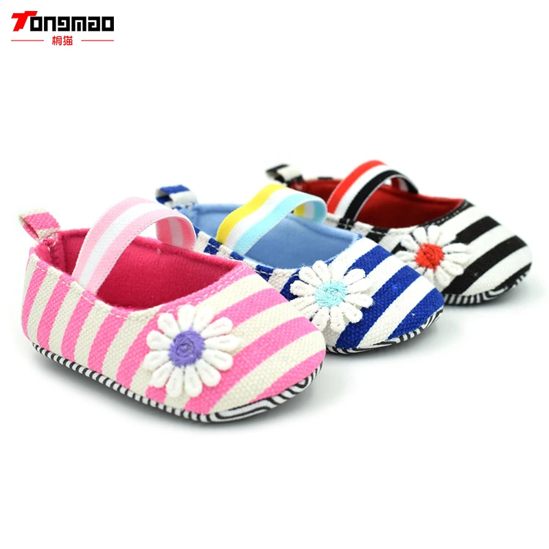 Spring And Autumn Infant Toddler Shoes Newborn Baby Stripe Soft Bottom First Walkers Daisies Crib Shoes Baby Girls Kids Shoes