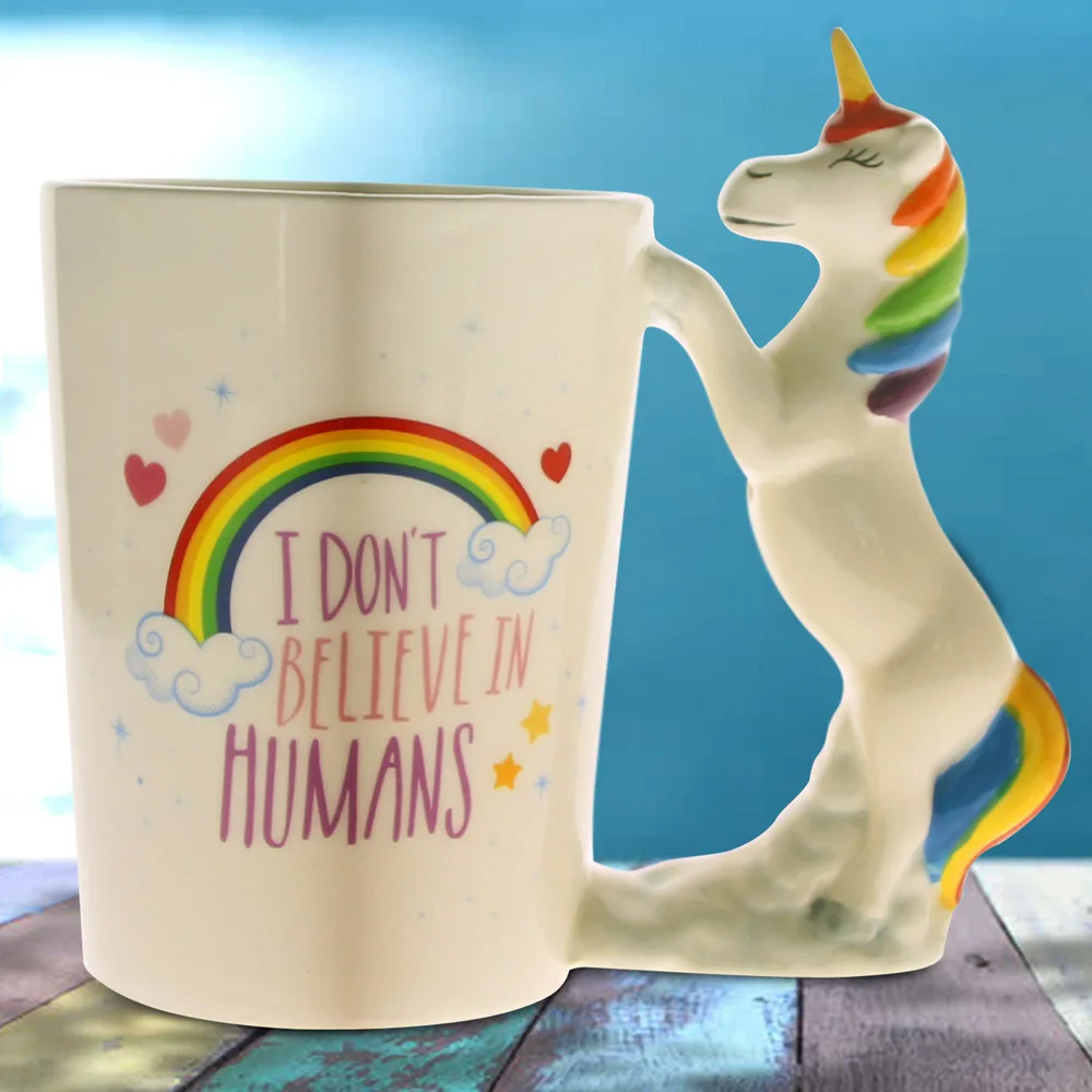 1 шт. 3D кружки с единорогом I't BELIEVE HUMANS чайные чашки для молока кофе и посуда