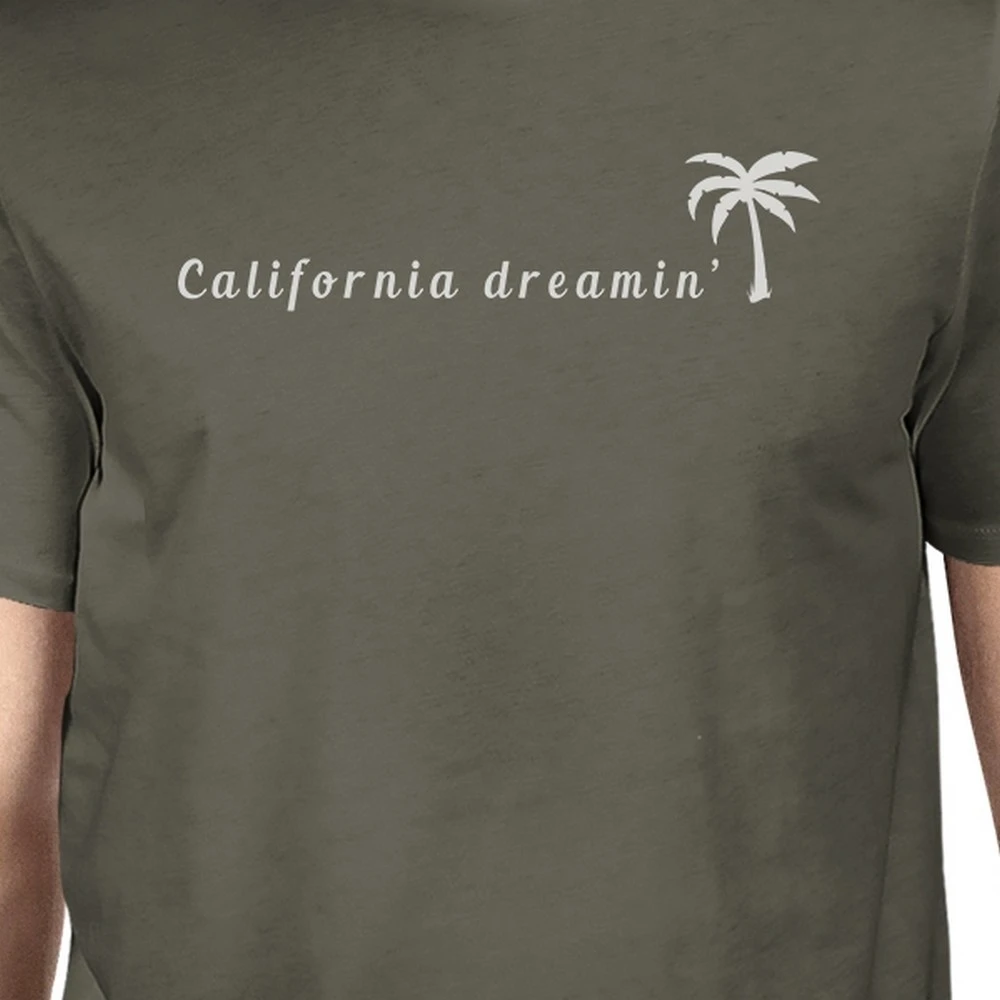 365 Printing California Dreaming Mens Dark Gray Tee Crew Neck Summer T-Shirt (1)