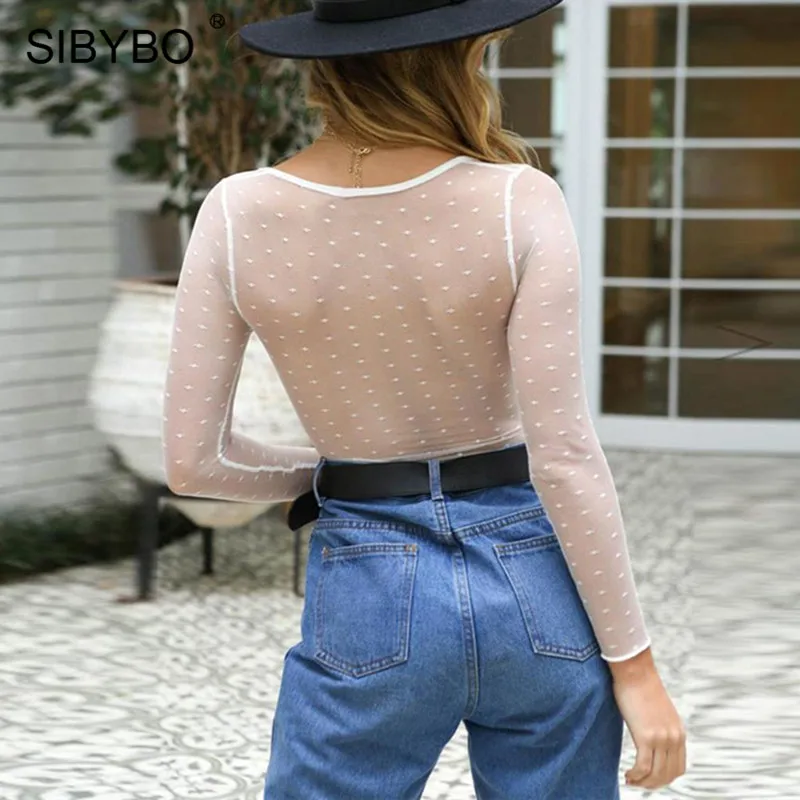 Sibybo Perspective Mesh Crochet Sexy Lace Bodysuit Women Long Sleeve V-Neck Skinny Romper Women Party Playsuits and Jumpsuits Sibybo Perspective Mesh Crochet Sexy Lace Bodysuit Women Long Sleeve V-Neck Skinny Romper Women Party Playsuits and Jumpsuits