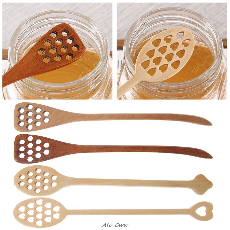 

Bionic Natural Wood Honey Dipper Mixing Stick Spoon Healthy Long Handle Kitchen Mixing Bar Spoon Tea Accessories