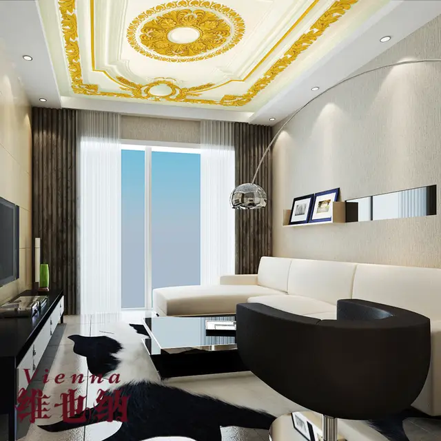 Us 14 85 45 Off Modern Minimalist Living Ceiling 3d Perspective Wall Paper Paintings Continental Carved Plaster Ceiling Imitation 3d Wallpaper In