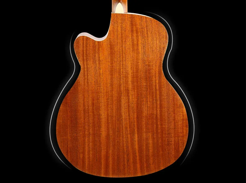 SAYSN 4" Еловая панель Народная акустическая гитара с грифом из палисандра Cutaway Guitarra для начинающих студентов меломанов