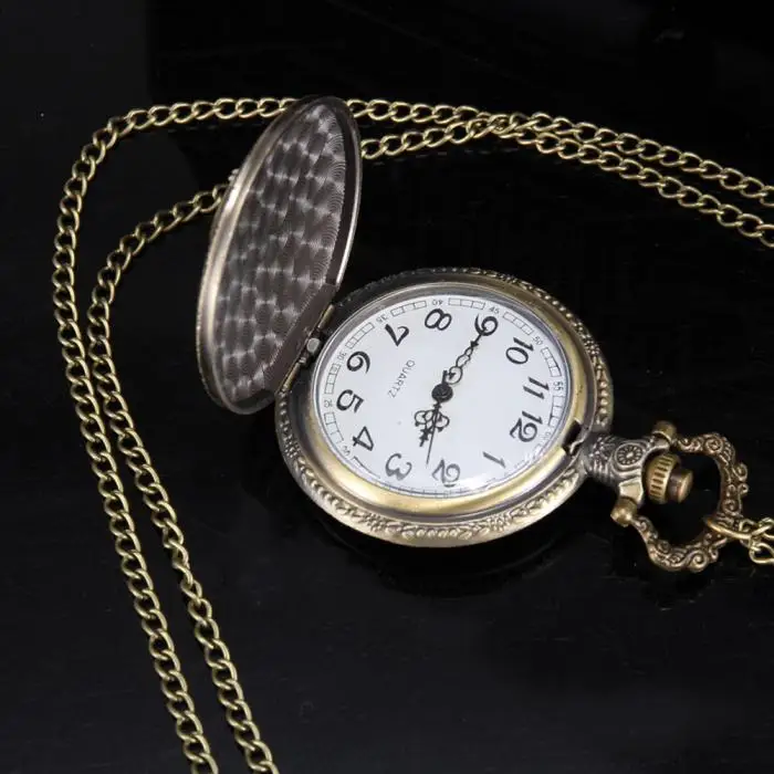 1 шт Для мужчин Для женщин кварц карманные часы колокол узор Резные Дело с цепочкой @ M23