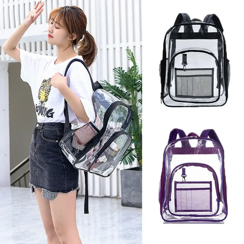 

2019 Newest Hot Unisex Large Heavy Duty Clear Backpack Transparent Bag School Office Travel High Capacity Practical Backpacks
