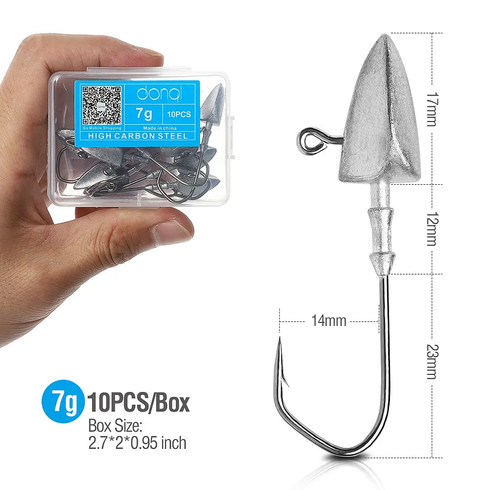7g DONQL 10 шт./кор. Lead Jig Head с зазубринами Треугольники джиг крючок для рыбалки на карпа мягкие приманки рыболовные снасти аксессуары - Цвет: 7g