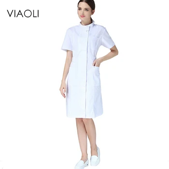 

Viaoli Medical Cloth Coat Clothing Scrubs Hospital Uniform Short Sleeve Nurse Uniforme Medicos Lab White Doctor Lapel Collar