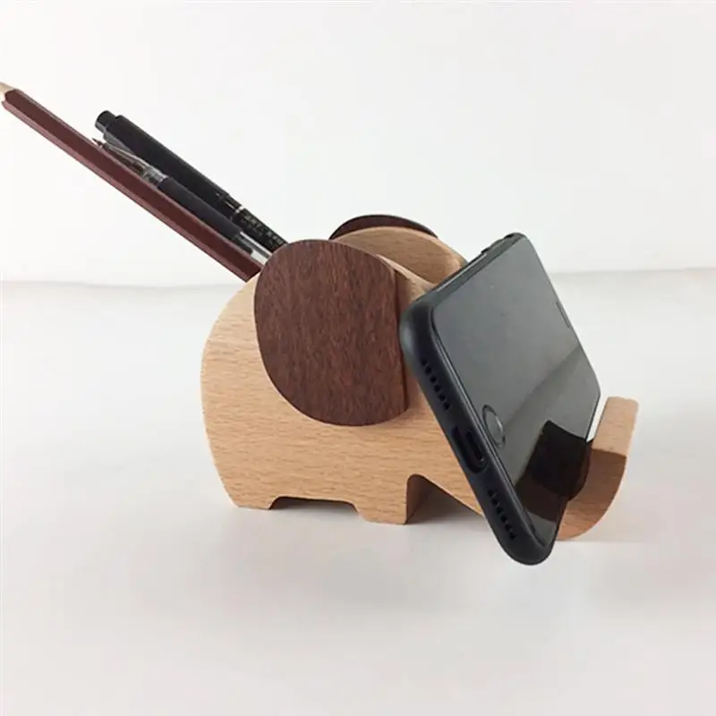 2pcs Creative Pen Holder Beech Elephant Shape Pencil Storage Box Holder With Cell Phone Stand Stationery Box Desk Organizer