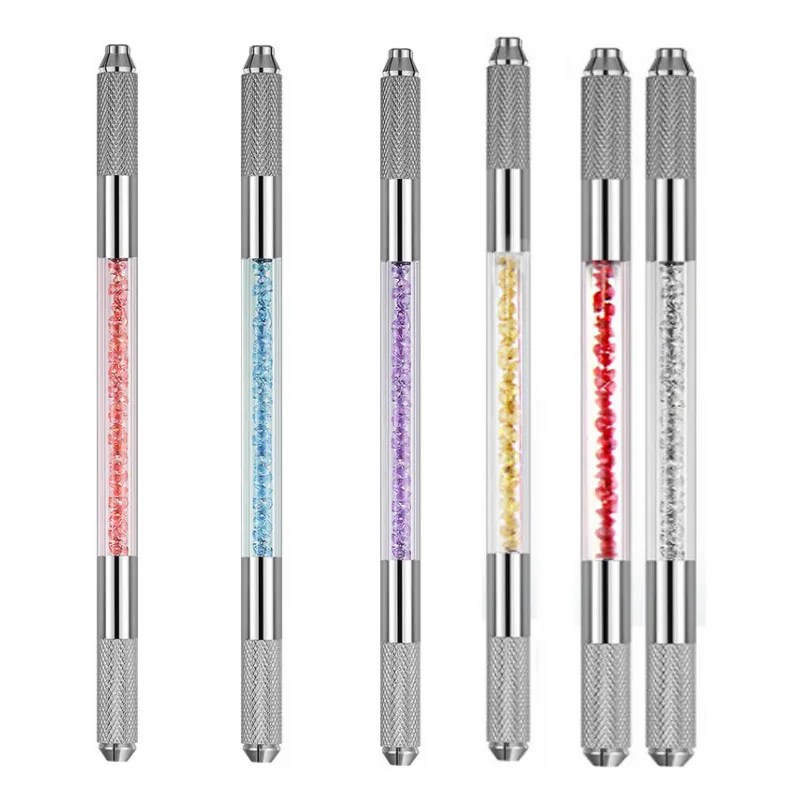 

Crystal Round Flex Needle Lock-Pin Device 2 Head Manual Permanent Makeup Embroidered Eyebrow Tattoo Pen Tebori Microblading Pen
