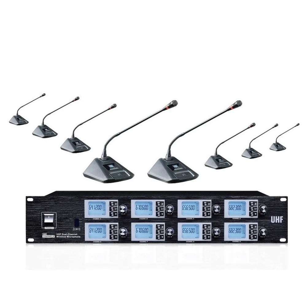 Bolymic Профессиональный гусиная шея микрофон системы UHF 8 каналов конференции