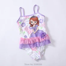 Розничная комплектов детской одежды «Принцесса София» купальник принцессы цельнокроеный женский купальник-бикини, детская пляжная одежда купальный костюм летний купальный костюм с защитой от ультрафиолета 50+, защита от ультрафиолета, для На возраст от 0 до 2 лет RT85