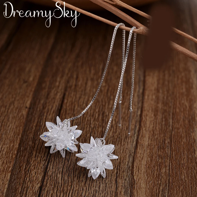 

DreamySky Brand Ear Jewelry 925 Sterling Silver Statement Earrings For Women Ladies Girls Flower Earrings Femme Gifts Brincos