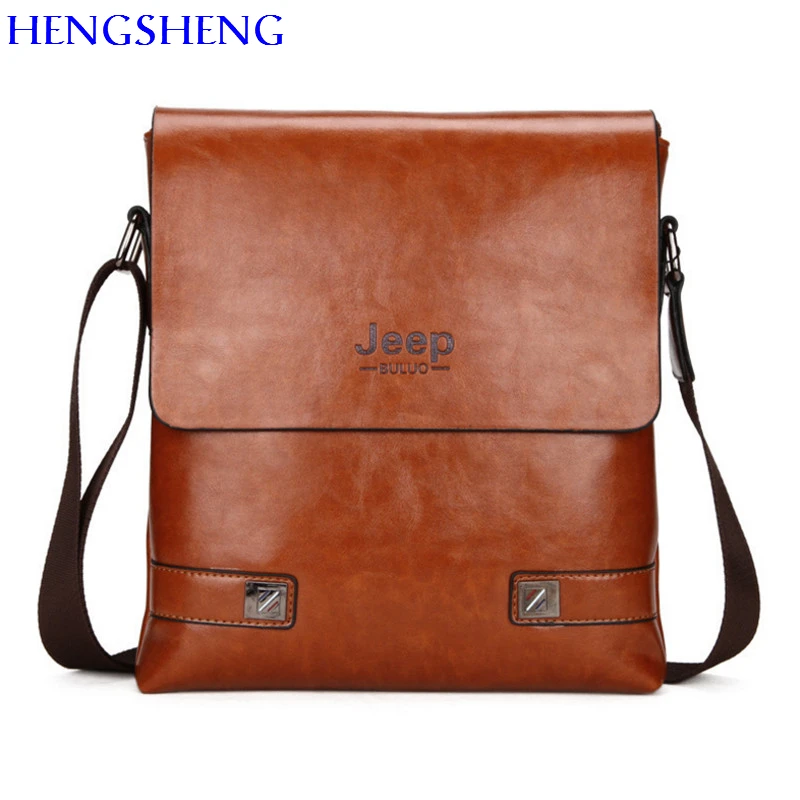HENGSHENG JEEP men font b leather b font shoulder bag with cover solid men messenger bag