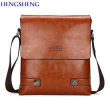 HENGSHENG JEEP men leather shoulder bag with cover solid men messenger bag for fashion business male shoulder bag men bags
