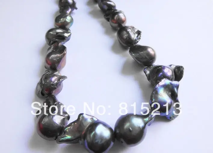 Ddh001168 ENORME 18 \20 MM NATUURLIJKE TAHITIAN ZWARTE PAREL KETTING 14 K